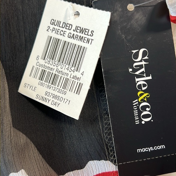 STYLE & Co Semi Sheer Embroidered NEW Tunic & Tank Top Boho Artsy Lagenlook 2X - Picture 14 of 17